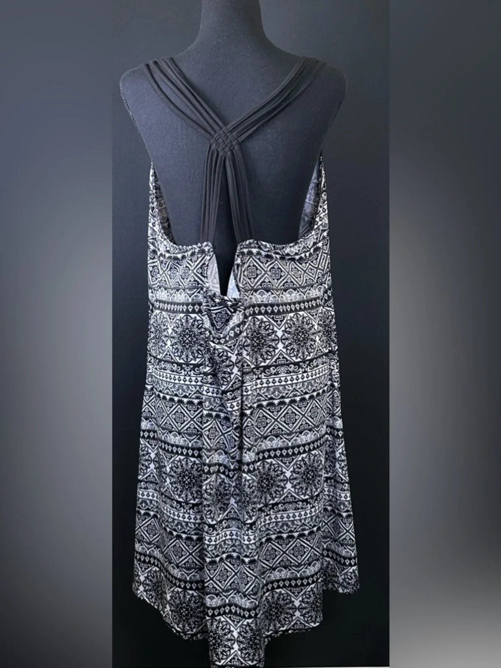 #180-‎ Black & White Patterned Swim Coverup Dress